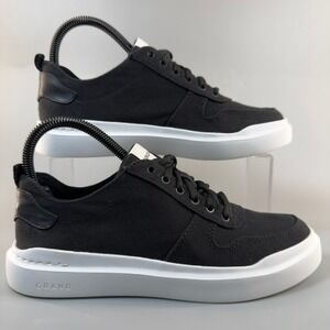 Cole Haan GrandPro Rally Womens 6 B Canvas Dress Sneaker Black White Lace Up Low